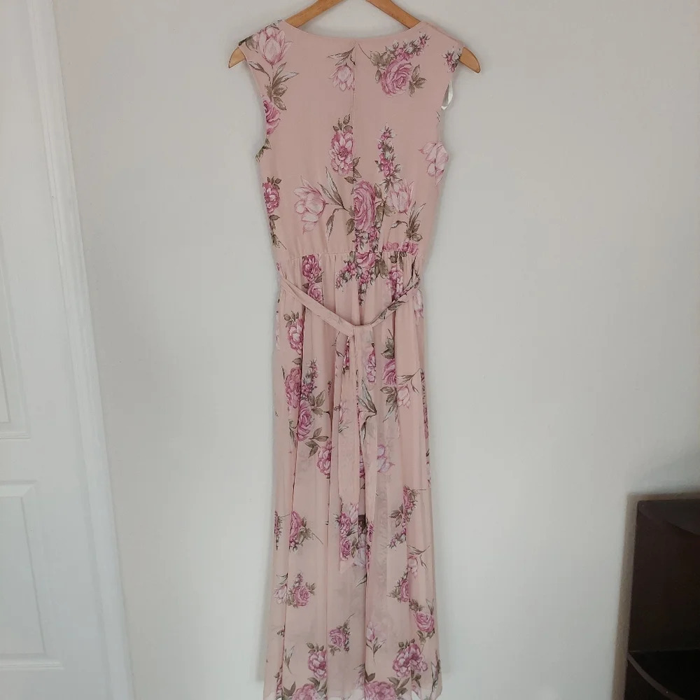 ALEXA B Nites Sheer Lined Pink Floral Maxi Dress Size‎ 4P - Picture 6 of 9